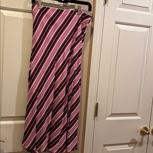Leith brown and Pink Striped midi Skirt